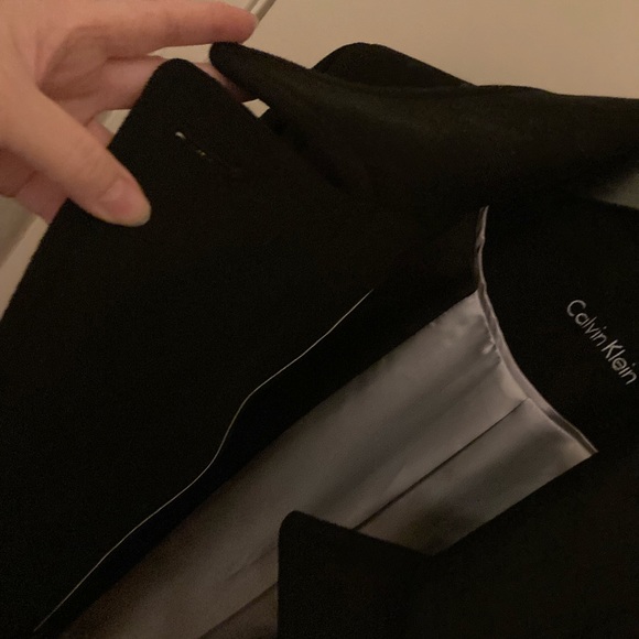 CALVIN KLEIN Double Breasted Wool Coat Black in size 14 - Picture 4 of 8
